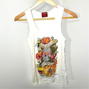 Vintage Y2K hard rock  bling tank top skull goth punk M
